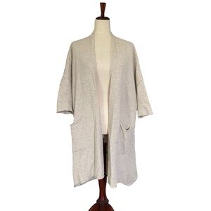 Nap Loungewear Women’s Open Front Wool Pocket Oversized Duster Cardigan Cream OS